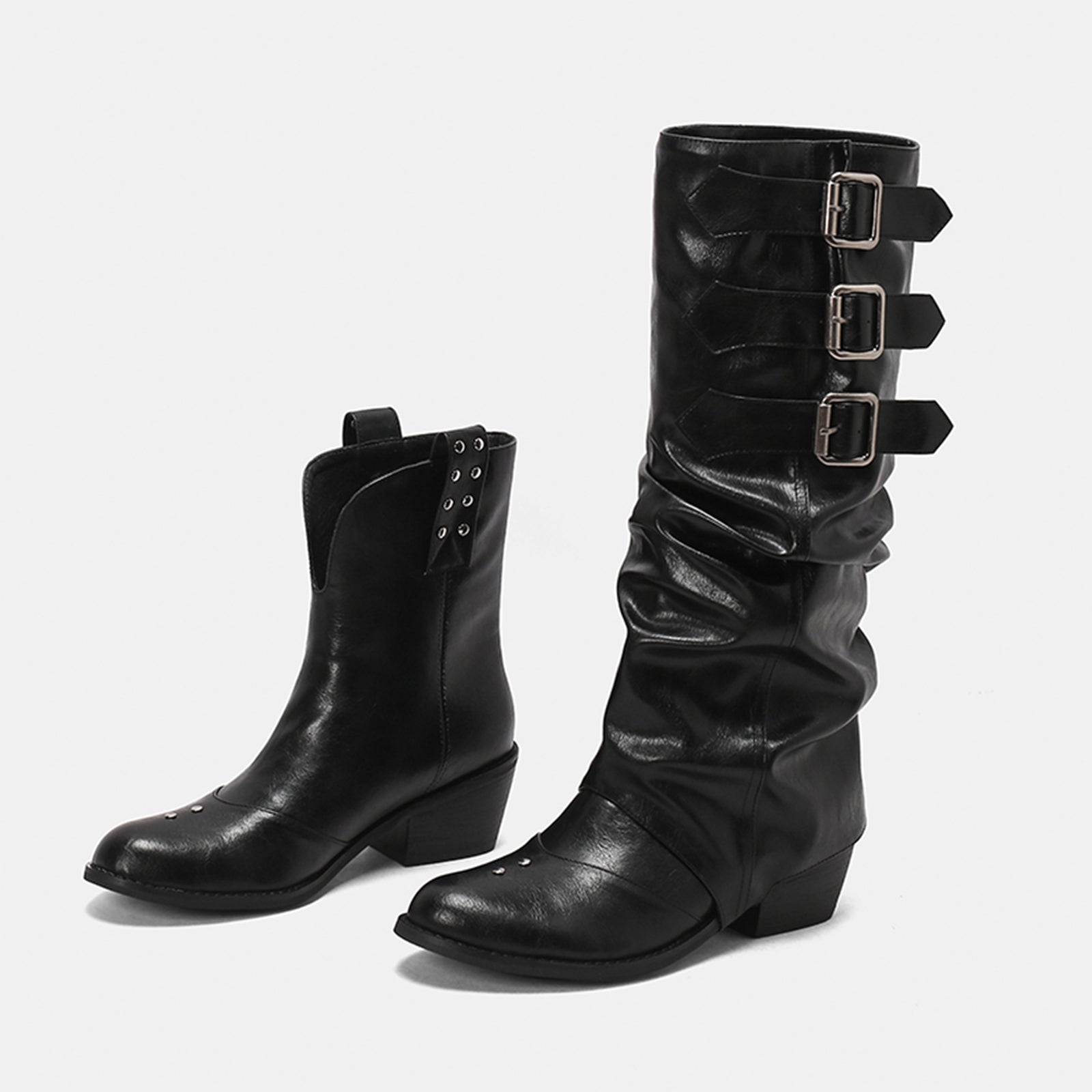 Metal Belt Women's Knee High Boots Equestrian Boots