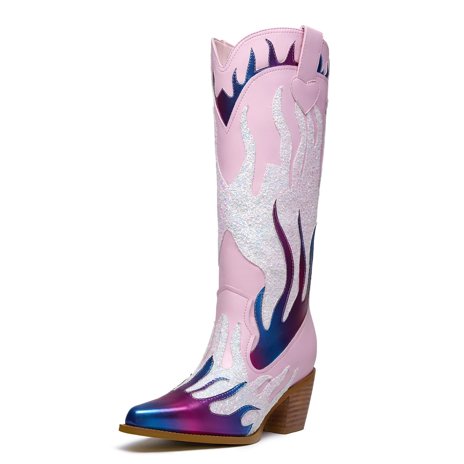 Embroidered Tall Pull On Knee High Cowboy Boots for Women