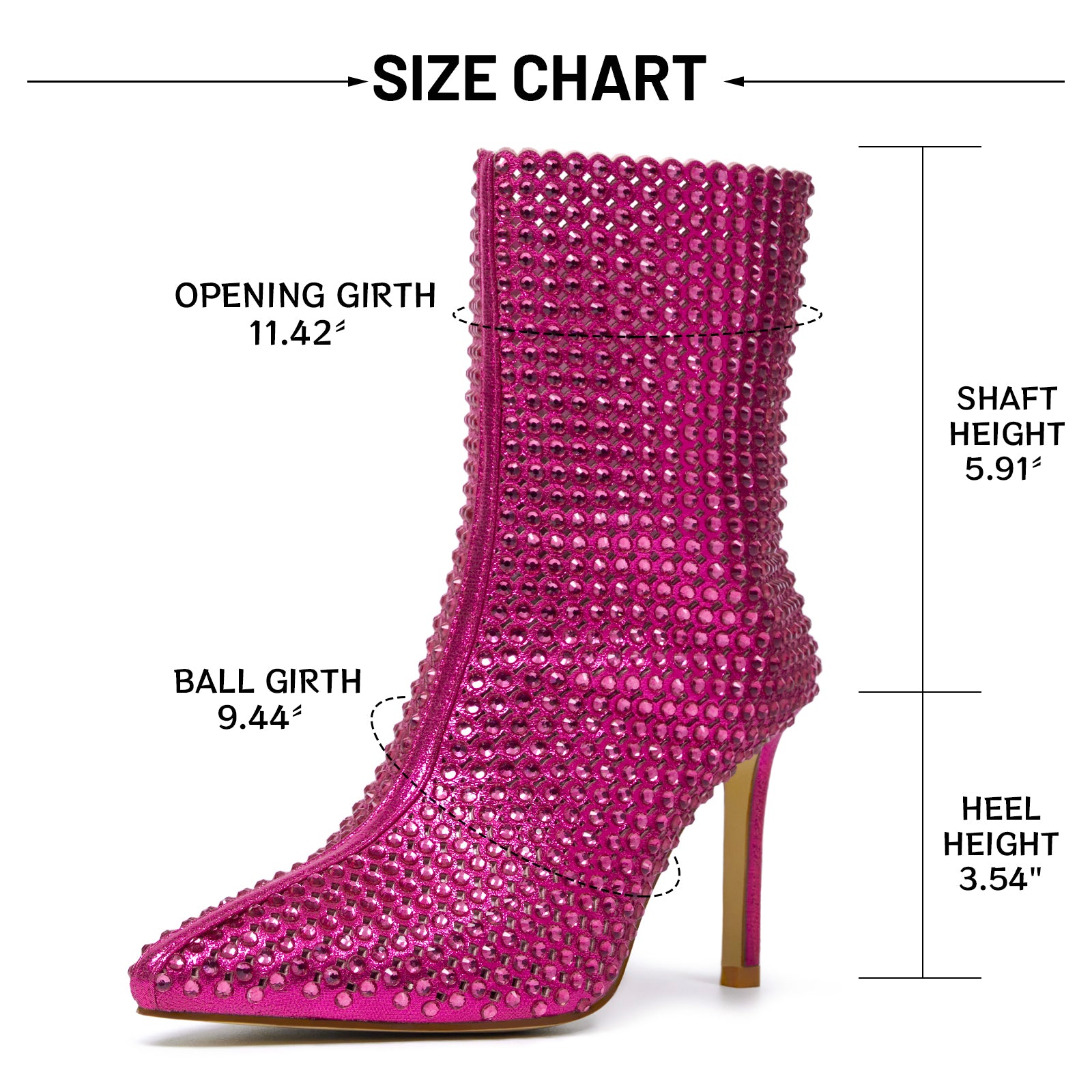 Women's Rhinestone Boots Stiletto High Heels Pointed Toe Sparkly Ankle Boots